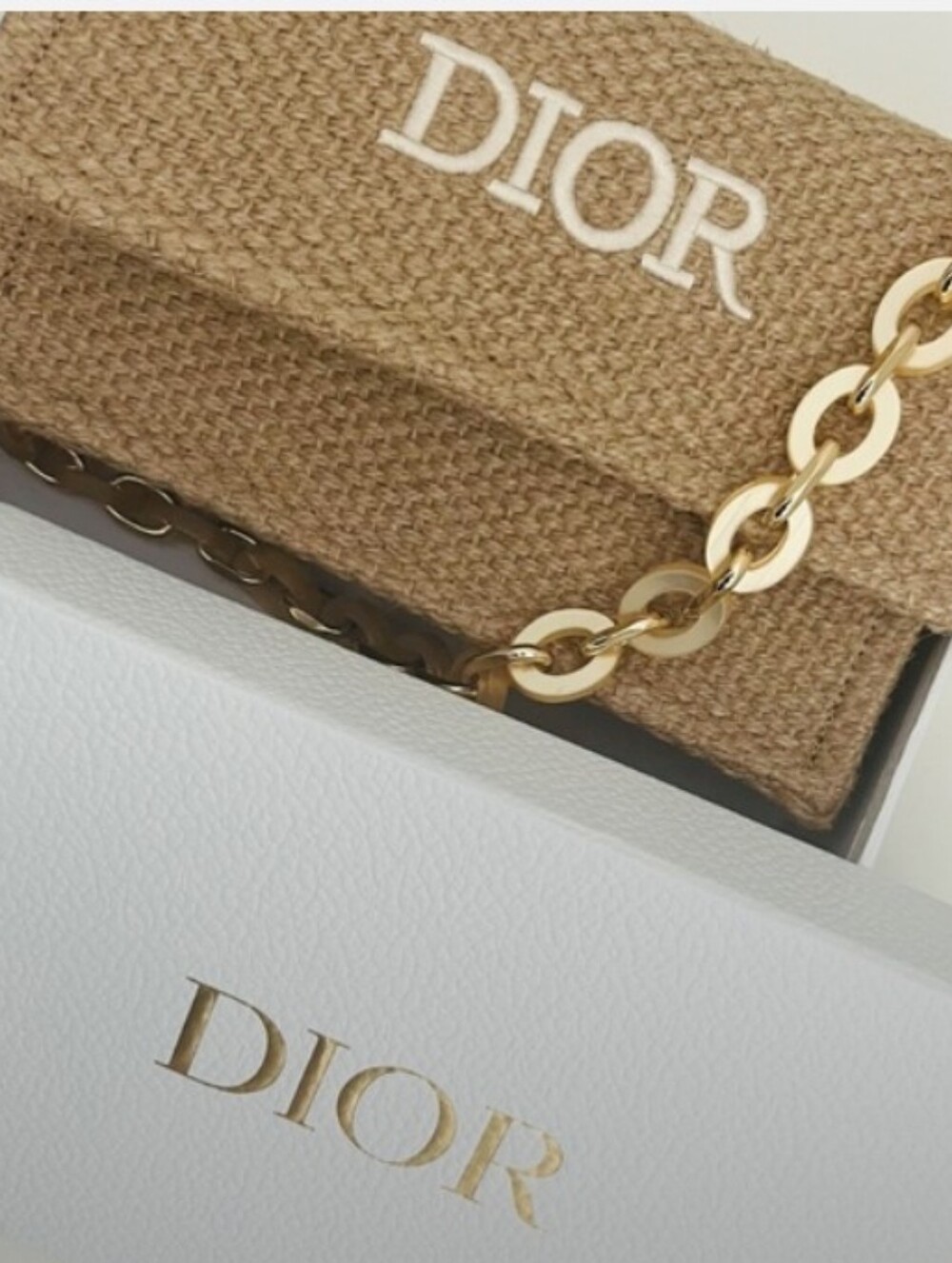 Dior-Raffia Logo Handbag With Resin Chain Strap In Box 🤎 - Picture 5 of 5
